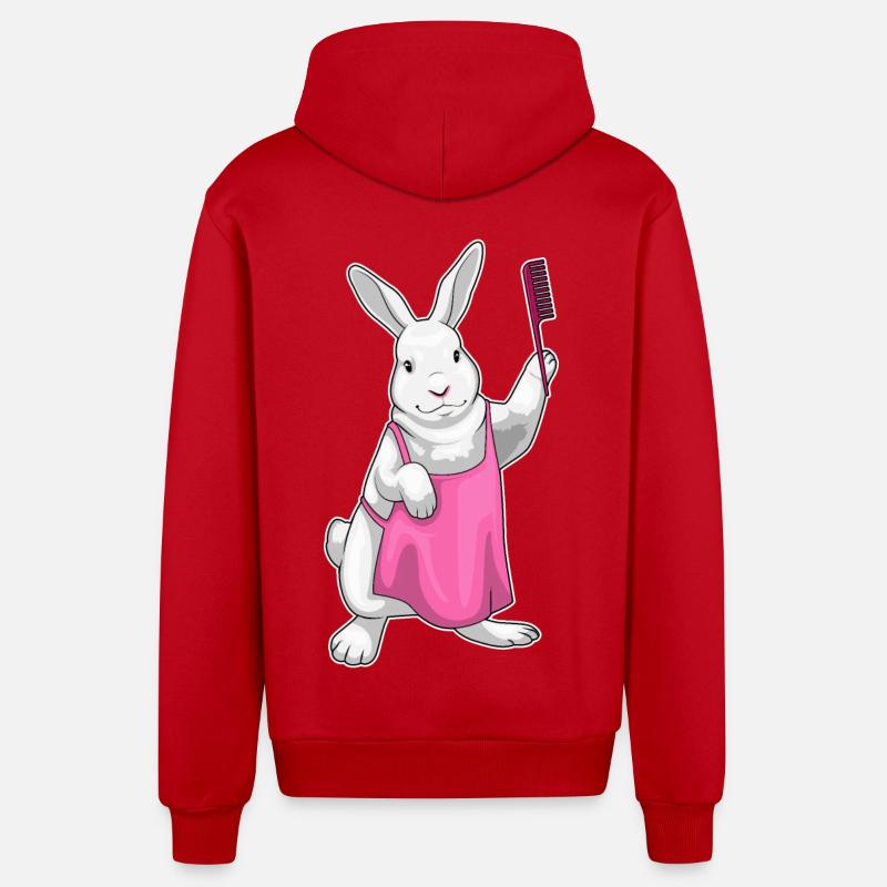 Peigne de coiffeur Bunny - Veste à capuche bio décontractée fabriquée en UE - rouge