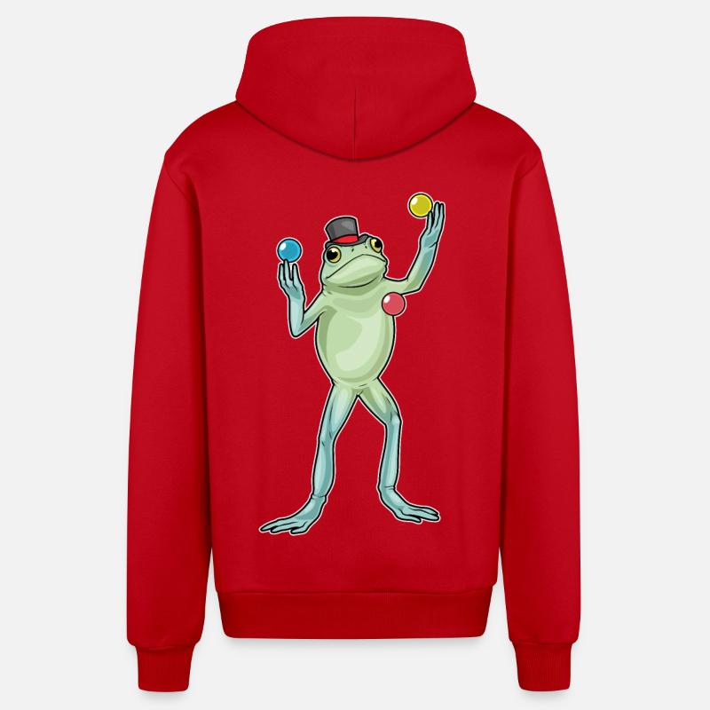 Jongleur grenouille jongleur - Veste à capuche bio décontractée fabriquée en UE - rouge