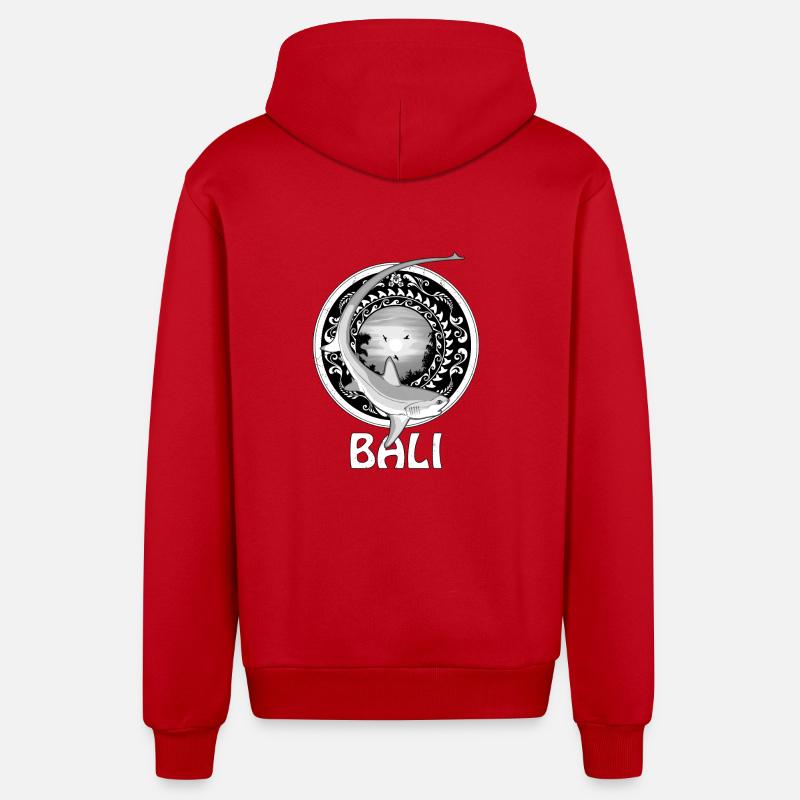 Requin-renard Bali Indonésie - Veste à capuche bio décontractée fabriquée en UE - rouge
