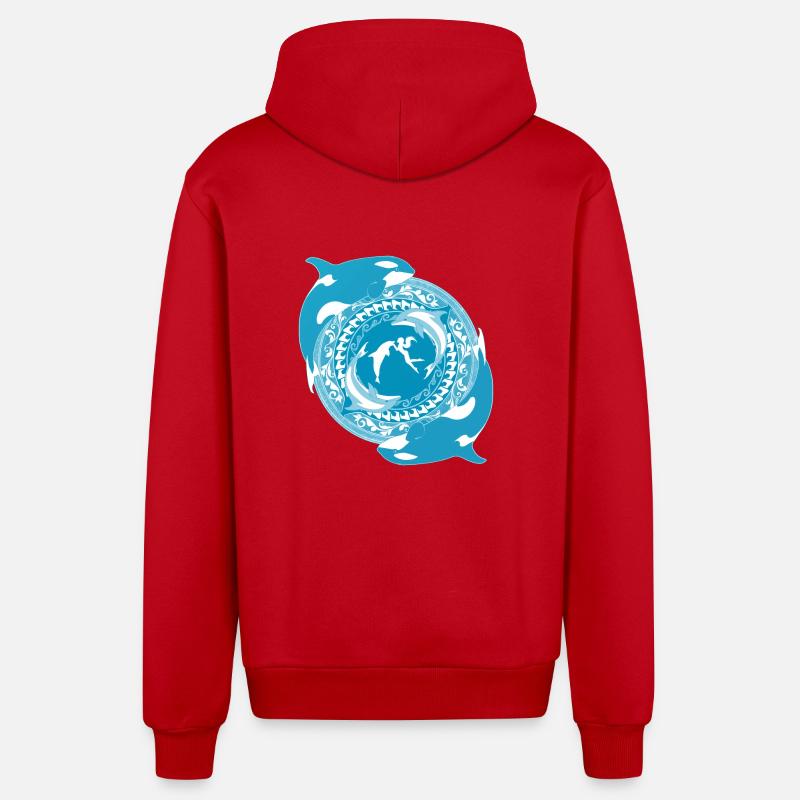 Fille de Poséidon - Veste à capuche bio décontractée fabriquée en UE - rouge