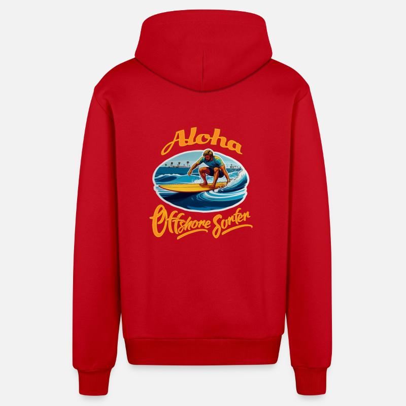Aloha Surfeur hauturier - Veste à capuche bio décontractée fabriquée en UE - rouge