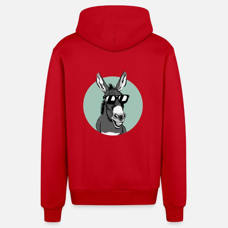Esel Eselchen Maultier Muli - Organic Relaxed Kapuzenjacke Made in EU - Rot