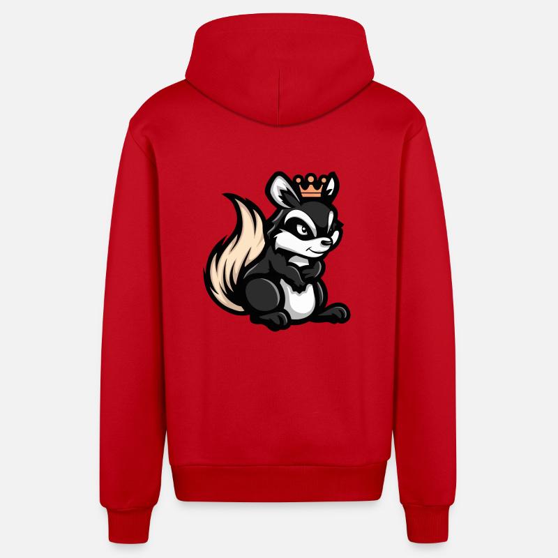 Skunk Comic Crown - Organic Relaxed Hooded Jacket Made in EU - red
