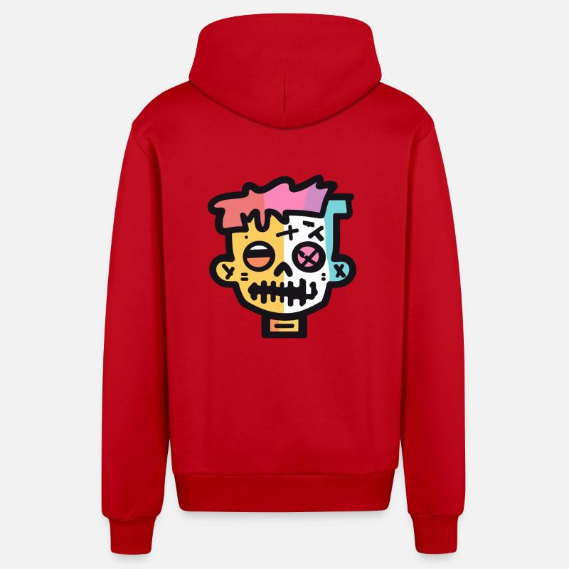 Zombie Halloween Icône Effrayant - Veste à capuche bio décontractée fabriquée en UE - rouge