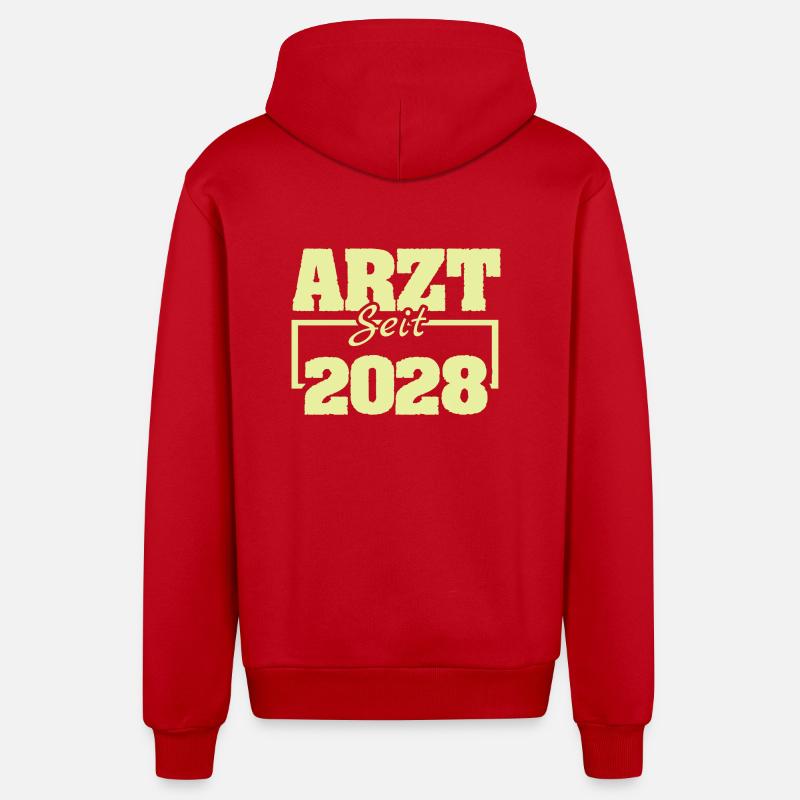 Médecin 2028 - Veste à capuche bio décontractée fabriquée en UE - rouge