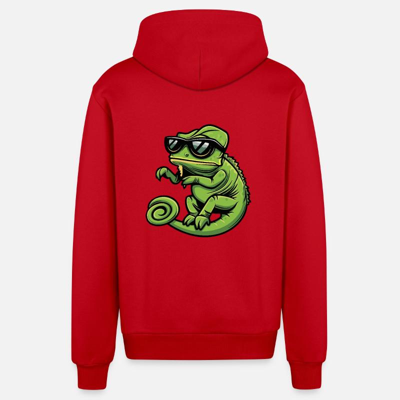Chameleon Cool Comic - Organic Relaxed Hooded Jacket Made in EU - red
