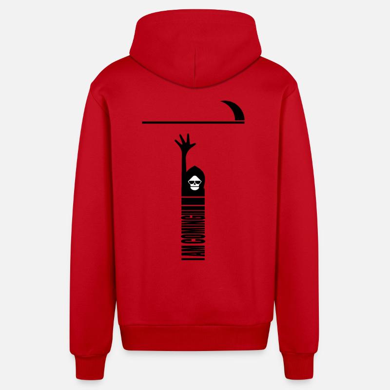 J’arrive - Veste à capuche bio décontractée fabriquée en UE - rouge
