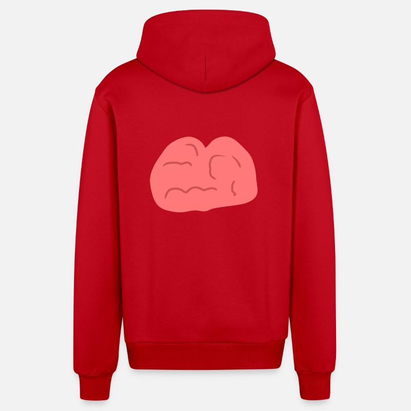 Head Symbol Brain - Organic Relaxed Hooded Jacket Made in EU - red