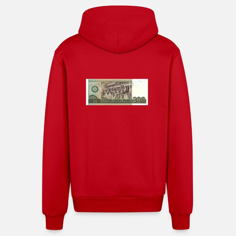200 marks de la RDA - Veste à capuche bio décontractée fabriquée en UE - rouge