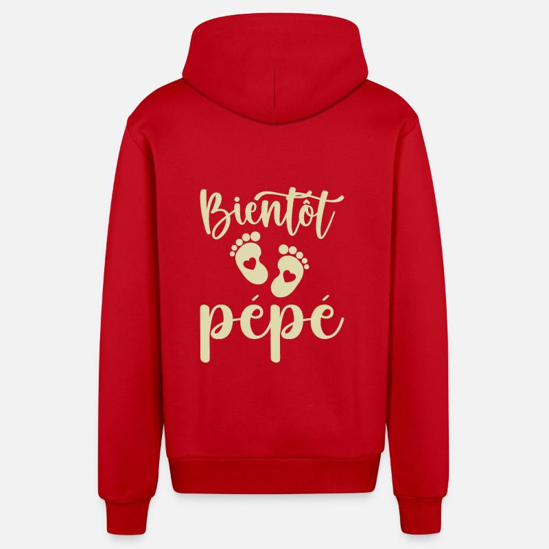 Bientôt pépé - Veste à capuche bio décontractée fabriquée en UE - rouge