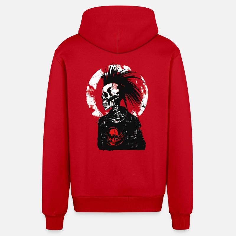 Horreur Punk Zombie - Veste à capuche bio décontractée fabriquée en UE - rouge