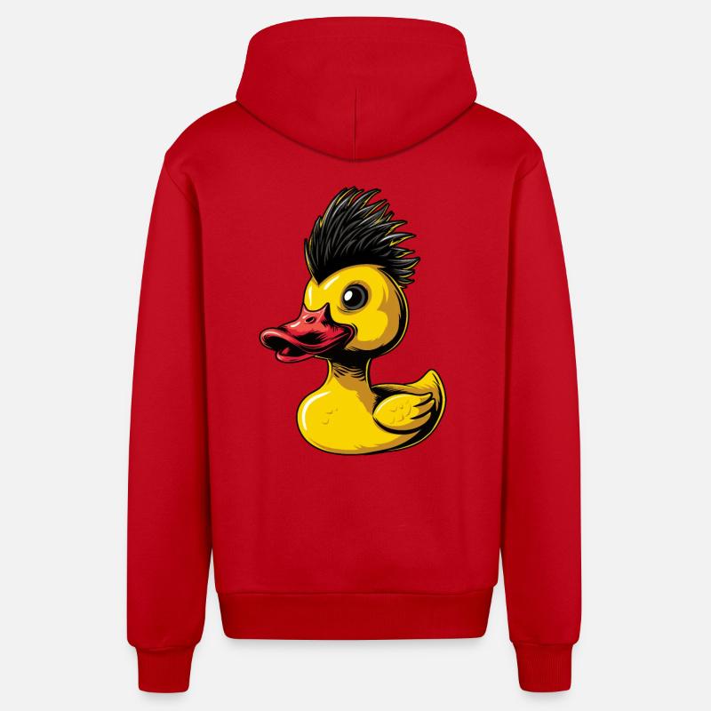 Canard en caoutchouc Punk - Veste à capuche bio décontractée fabriquée en UE - rouge