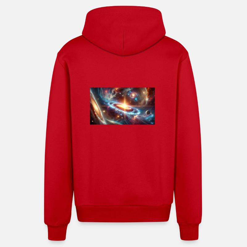 Quasar dans l’Univers - Veste à capuche bio décontractée fabriquée en UE - rouge