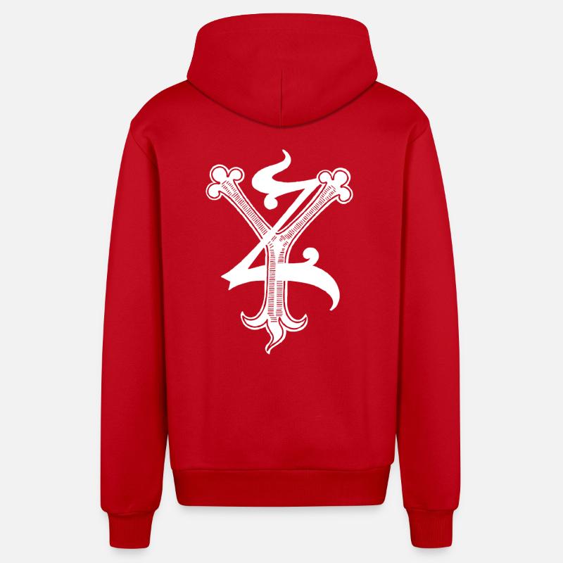 Lettres YZ Rapp art - Veste à capuche bio décontractée fabriquée en UE - rouge