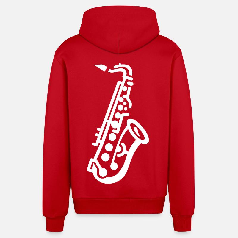 Dessin de saxophone - Veste à capuche bio décontractée fabriquée en UE - rouge