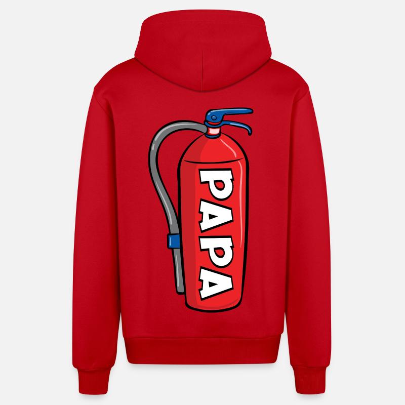 Annonceur du bébé - Papa pompier - Veste à capuche bio décontractée fabriquée en UE - rouge