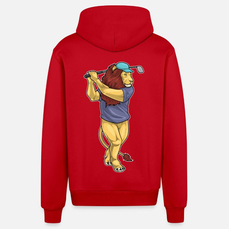 Lion Golf Golf Clubs - Veste à capuche bio décontractée fabriquée en UE - rouge