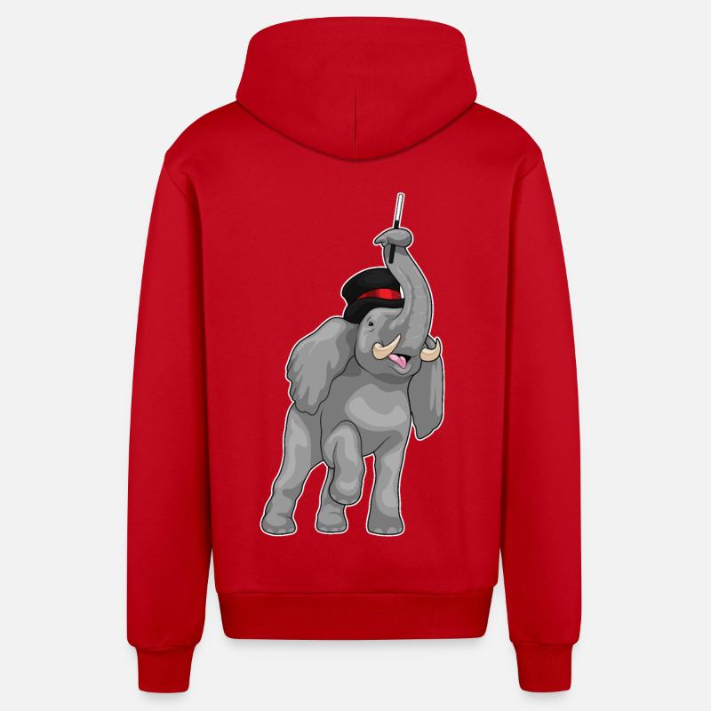 Elephant Wizard Wand - Organic Relaxed Hooded Jacket Made in EU - red