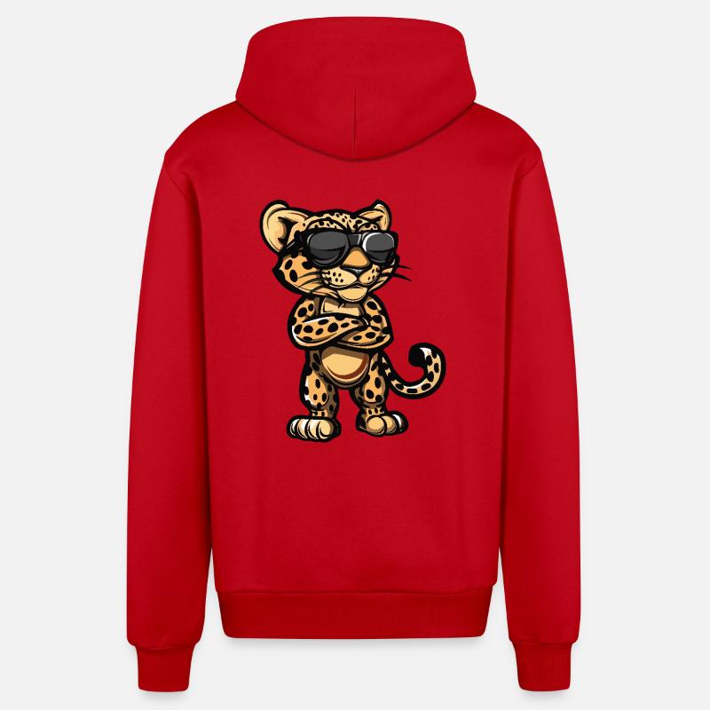 Léopard Bande dessinée cool - Veste à capuche bio décontractée fabriquée en UE - rouge