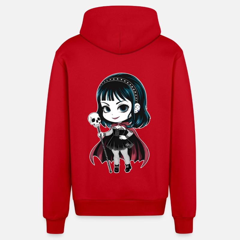 Chibi Goth Girl - Veste à capuche bio décontractée fabriquée en UE - rouge