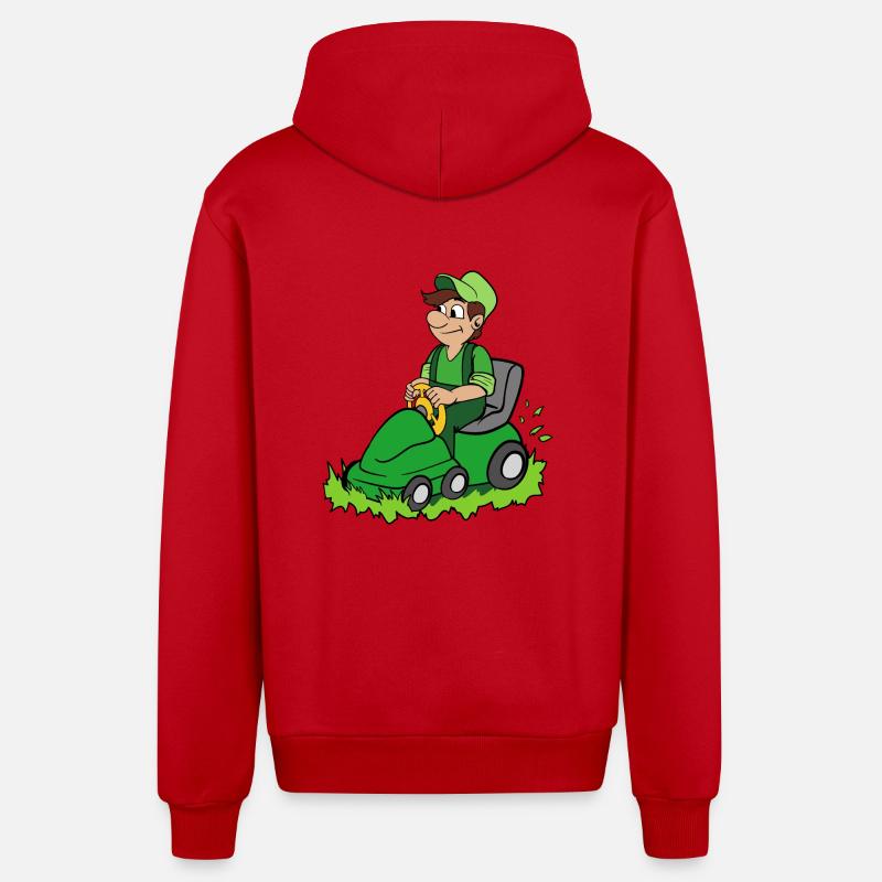 Jardinier avec tondeuse - Veste à capuche bio décontractée fabriquée en UE - rouge