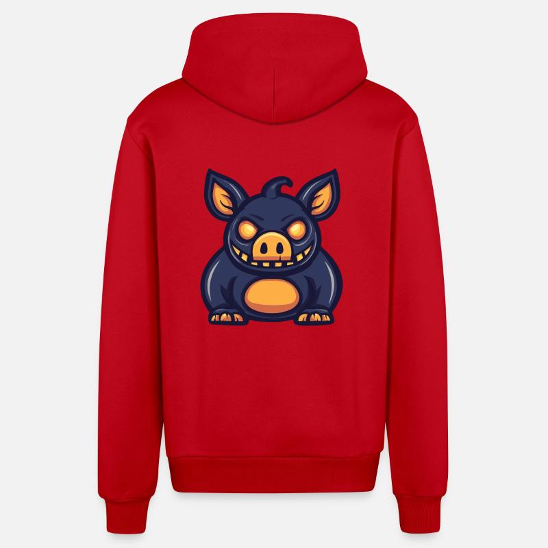 Cochon Halloween Drôle Sanglier - Veste à capuche bio décontractée fabriquée en UE - rouge
