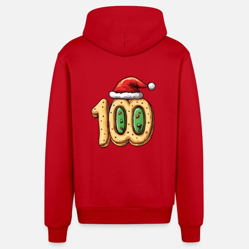 100 Numéro Noël - Veste à capuche bio décontractée fabriquée en UE - rouge