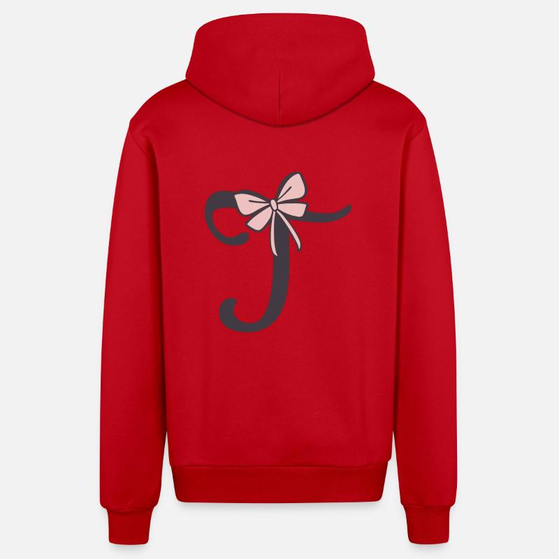 Anfangsbuchstabe T Schleifchen - Organic Relaxed Kapuzenjacke Made in EU - Rot