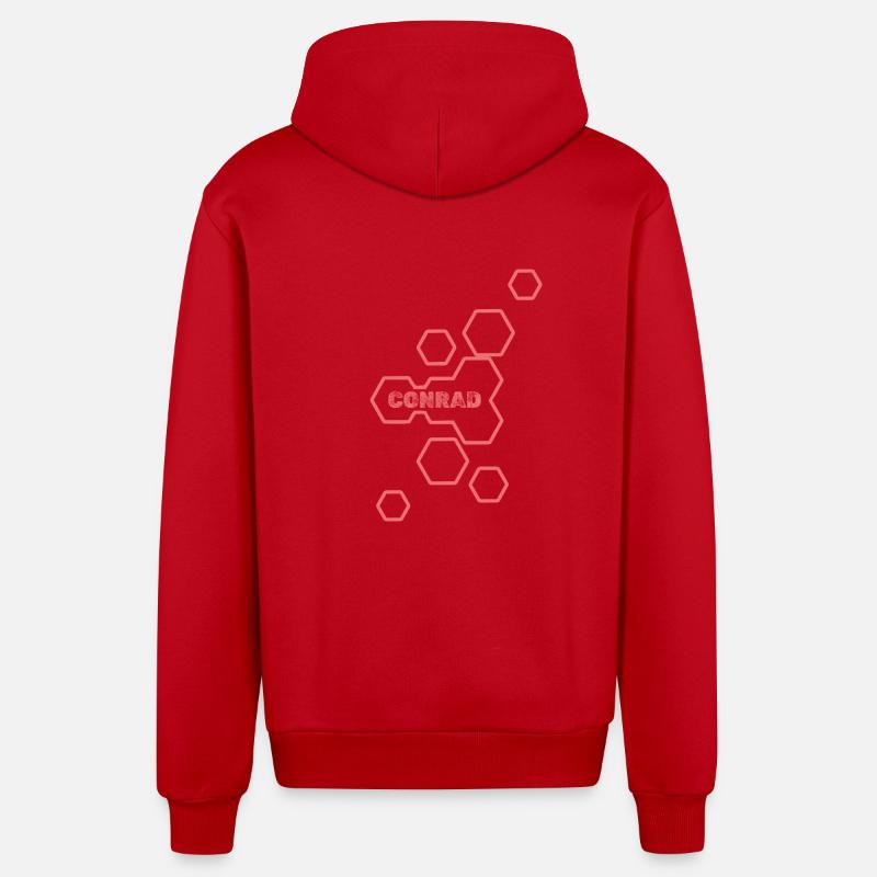 Cadeau pour Conrad - Veste à capuche bio décontractée fabriquée en UE - rouge