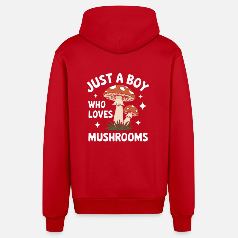 Champignons Champignons Champignon Champignon - Veste à capuche bio décontractée fabriquée en UE - rouge