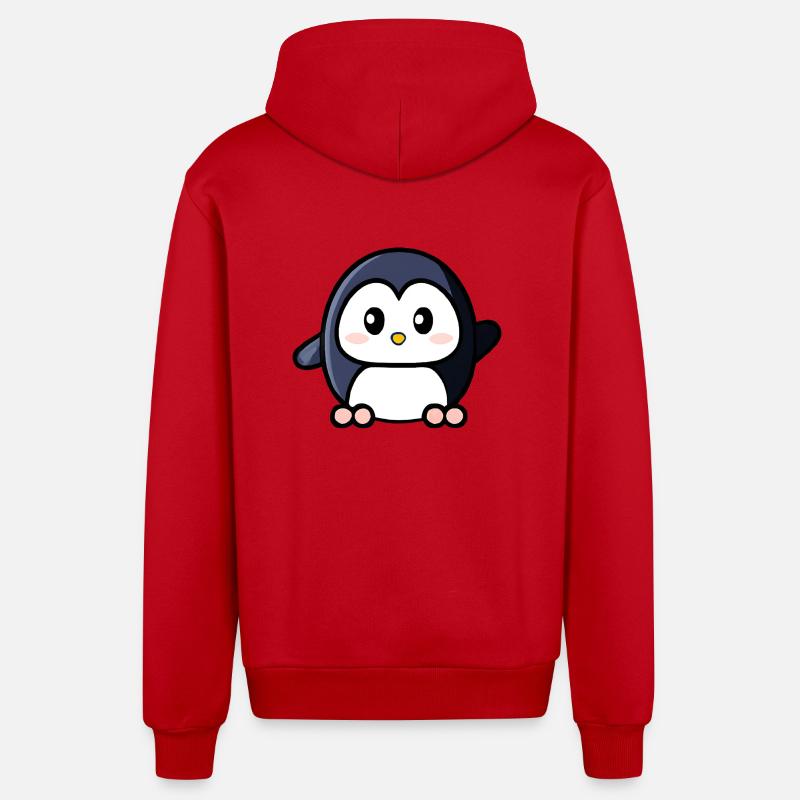 Mignon pingouin agitant - Veste à capuche bio décontractée fabriquée en UE - rouge
