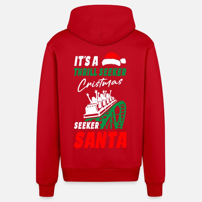 Roller Coaster Christmas - Organic Relaxed Hooded Jacket Made in EU - red