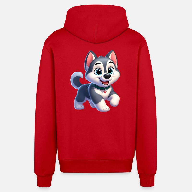 husky 2 - Veste à capuche bio décontractée fabriquée en UE - rouge