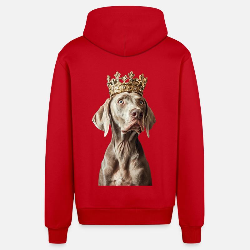 Weimaraner - Veste à capuche bio décontractée fabriquée en UE - rouge