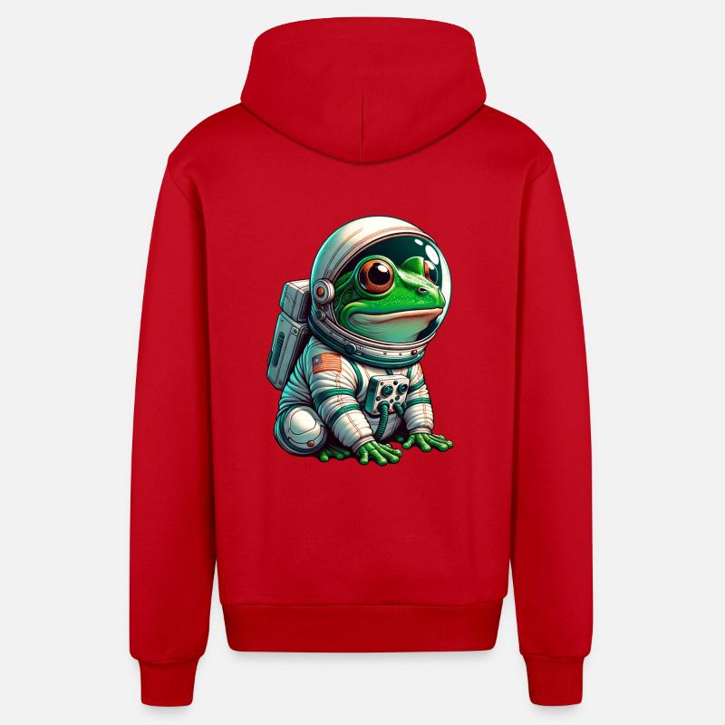 Grenouille astronaute dans l’espace - Veste à capuche bio décontractée fabriquée en UE - rouge