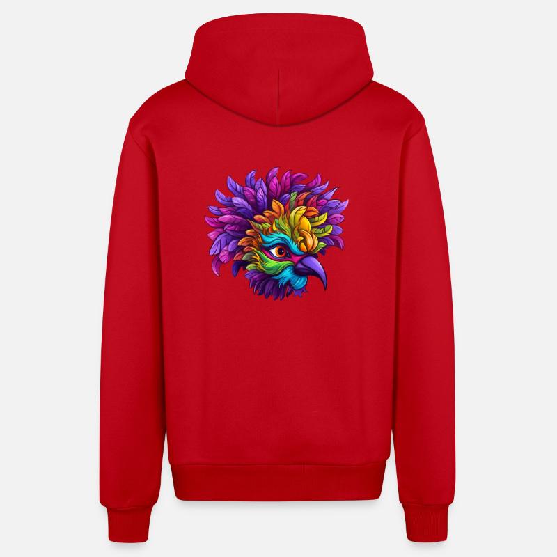 Flamant rose Mardi Gras Masque - Veste à capuche bio décontractée fabriquée en UE - rouge
