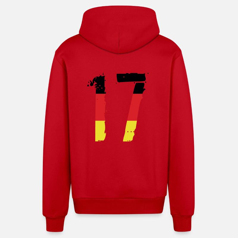Maillot 17 numéros Allemagne - Veste à capuche bio décontractée fabriquée en UE - rouge