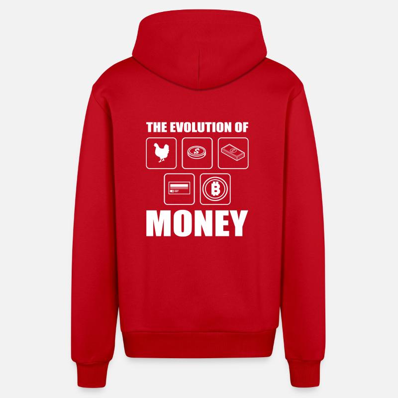 Évolution du bitcoin - Veste à capuche bio décontractée fabriquée en UE - rouge