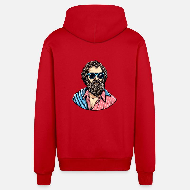 Look philosophe cool décontracté - Veste à capuche bio décontractée fabriquée en UE - rouge