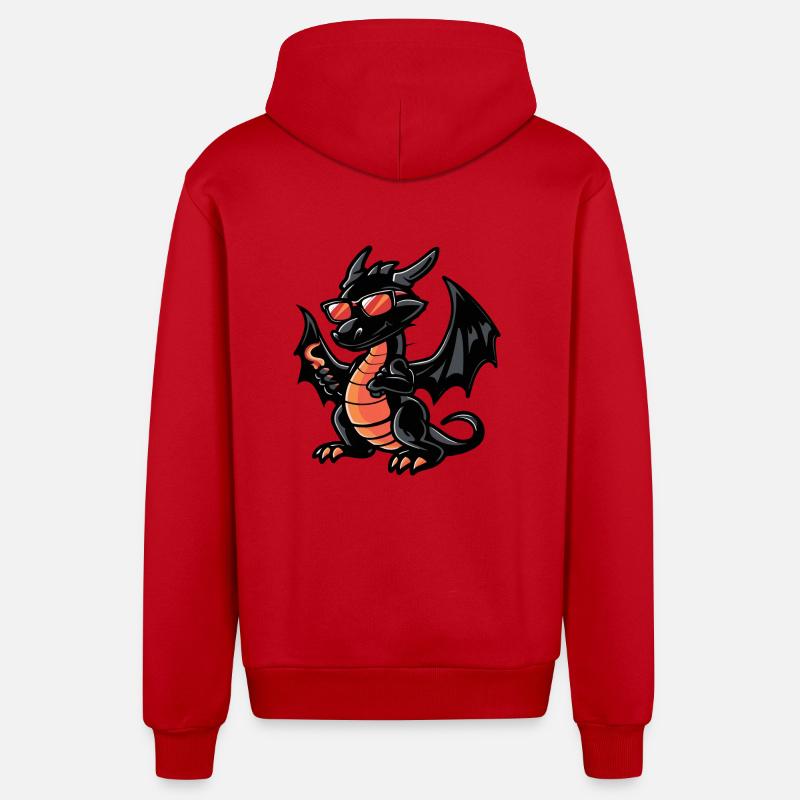 Dragon Bande Dessinée Cool - Veste à capuche bio décontractée fabriquée en UE - rouge