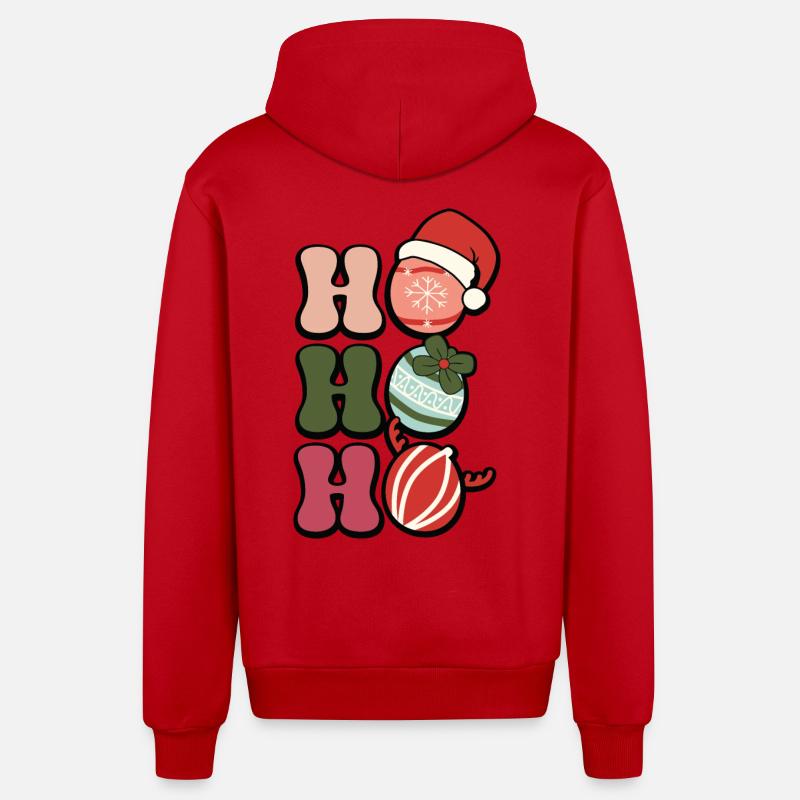 HoHoHo - Veste à capuche bio décontractée fabriquée en UE - rouge