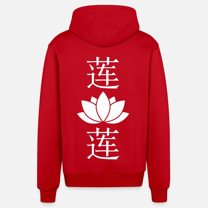 Fleur de lotus blanche - Veste à capuche bio décontractée fabriquée en UE - rouge