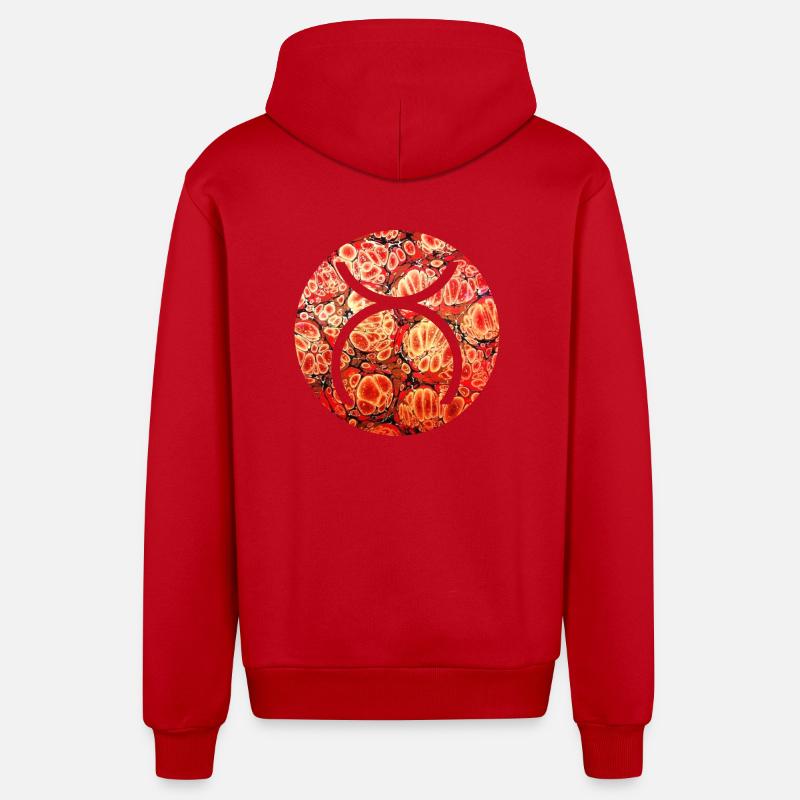 Cernunnos Pan E 222 - Veste à capuche bio décontractée fabriquée en UE - rouge