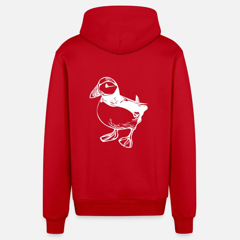 Macareux millésimés - Veste à capuche bio décontractée fabriquée en UE - rouge