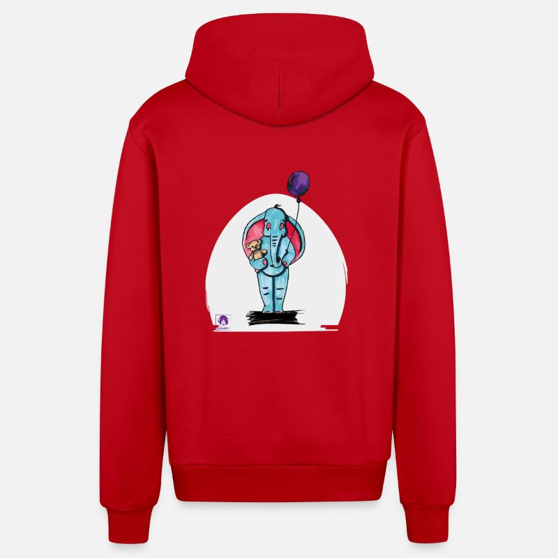 Elijah der Elefant - Organic Relaxed Kapuzenjacke Made in EU - Rot