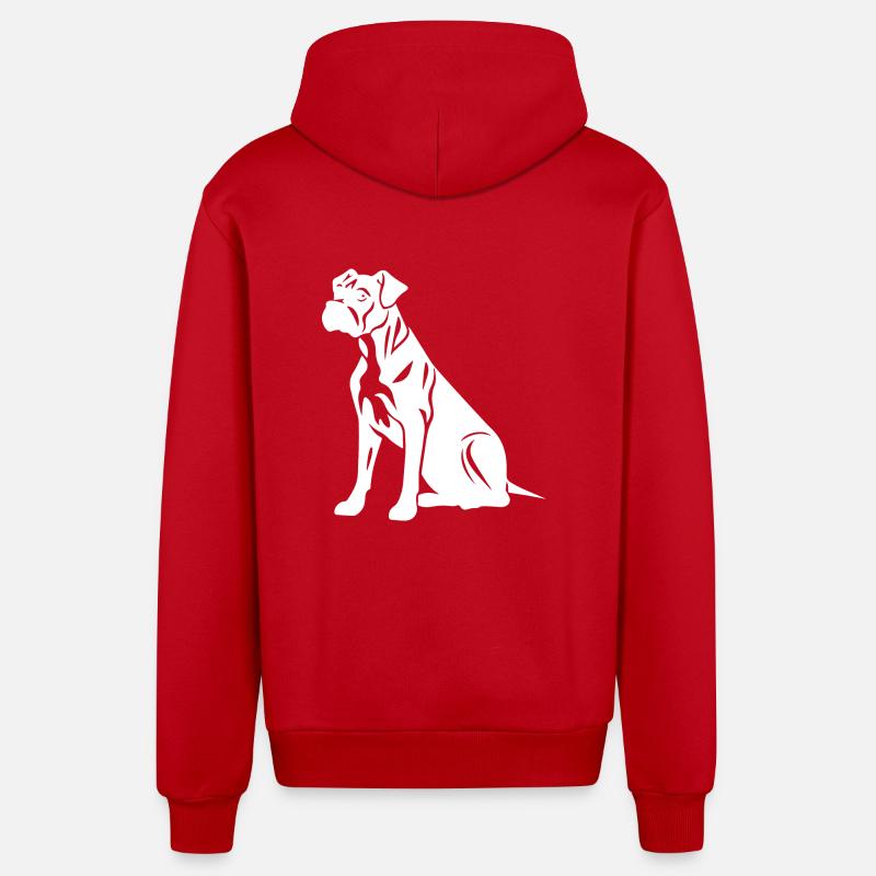 Silhouette de chien boxer - Veste à capuche bio décontractée fabriquée en UE - rouge
