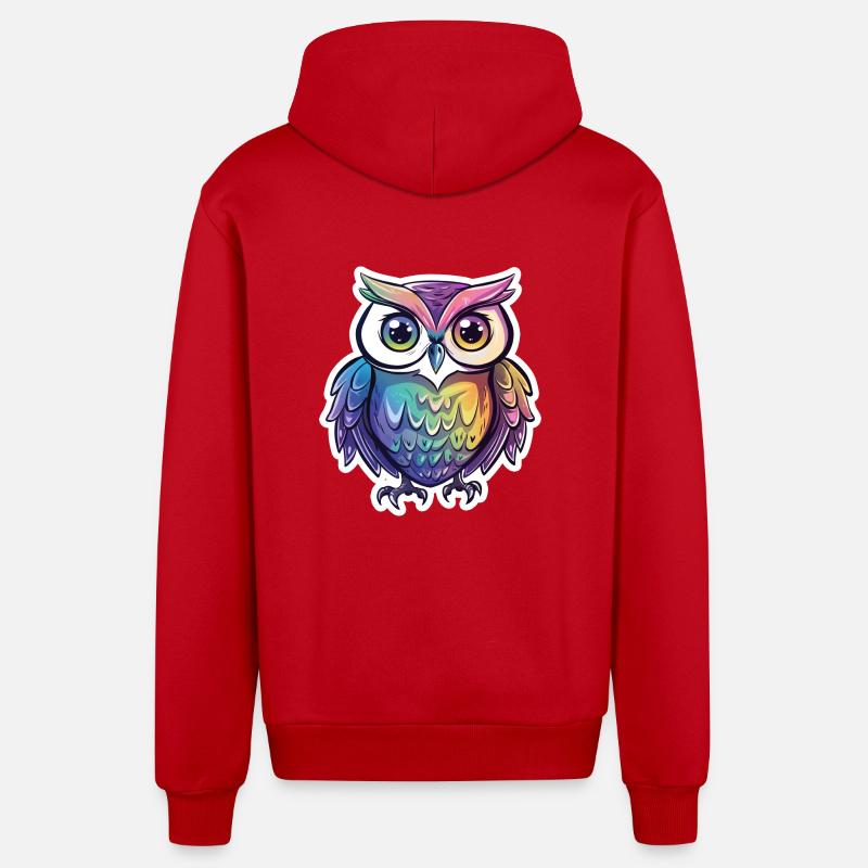 Niedliche Eule Kawaii Maskottchen - Organic Relaxed Kapuzenjacke Made in EU - Rot