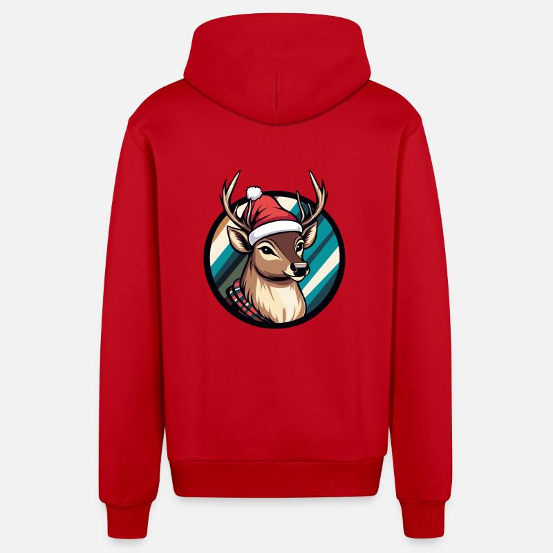 Cerf Noël Noël - Veste à capuche bio décontractée fabriquée en UE - rouge