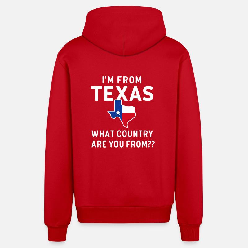 État du Texas Texans Texas - Veste à capuche bio décontractée fabriquée en UE - rouge