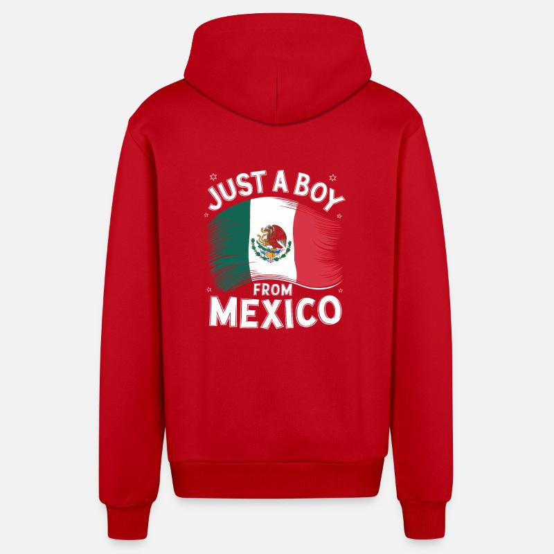 Mexique Mexique Mexicain Espagnol - Veste à capuche bio décontractée fabriquée en UE - rouge